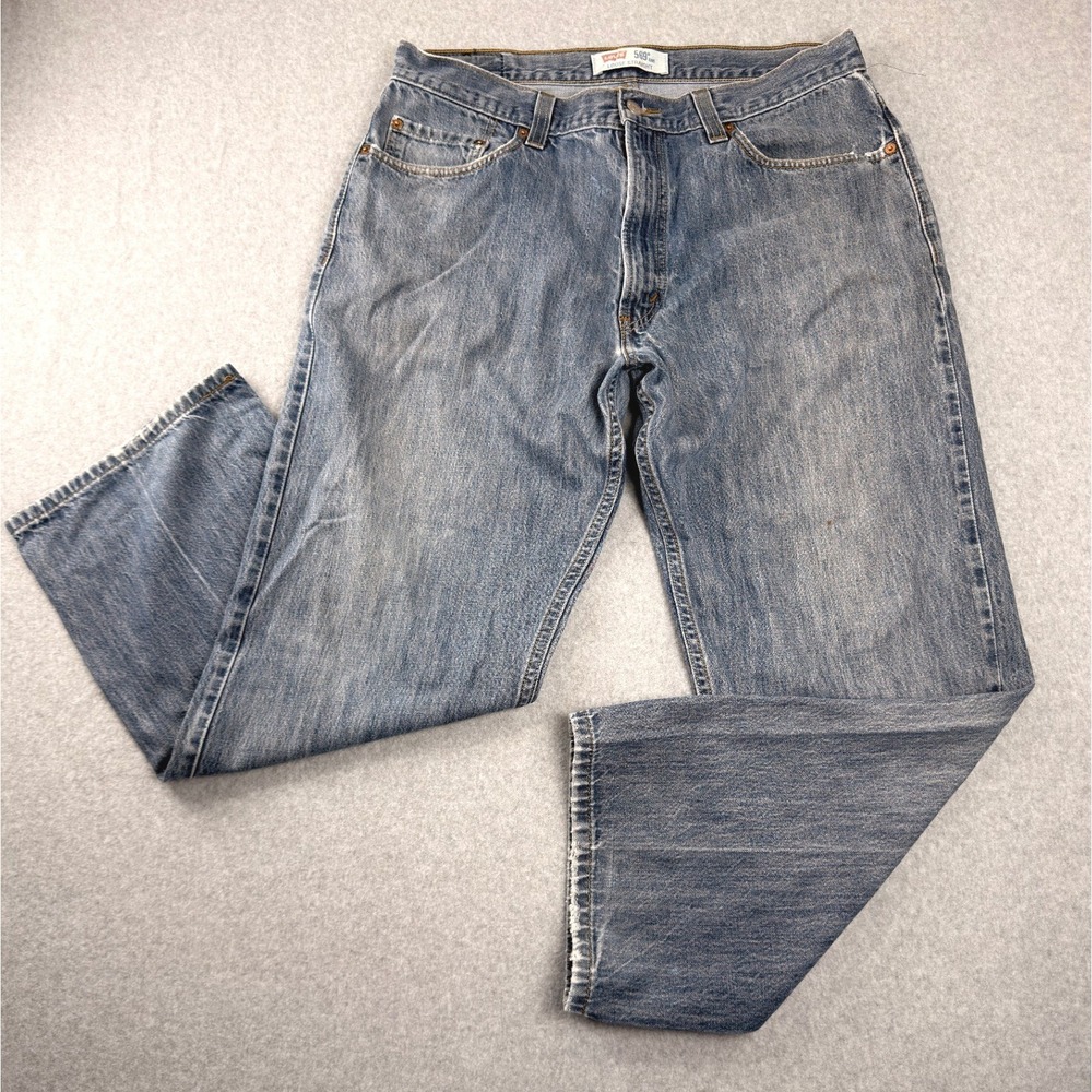 Levis 569 Loose Straight Jeans Mens 36x32 Blue Denim Medium Wash 100% Cotton